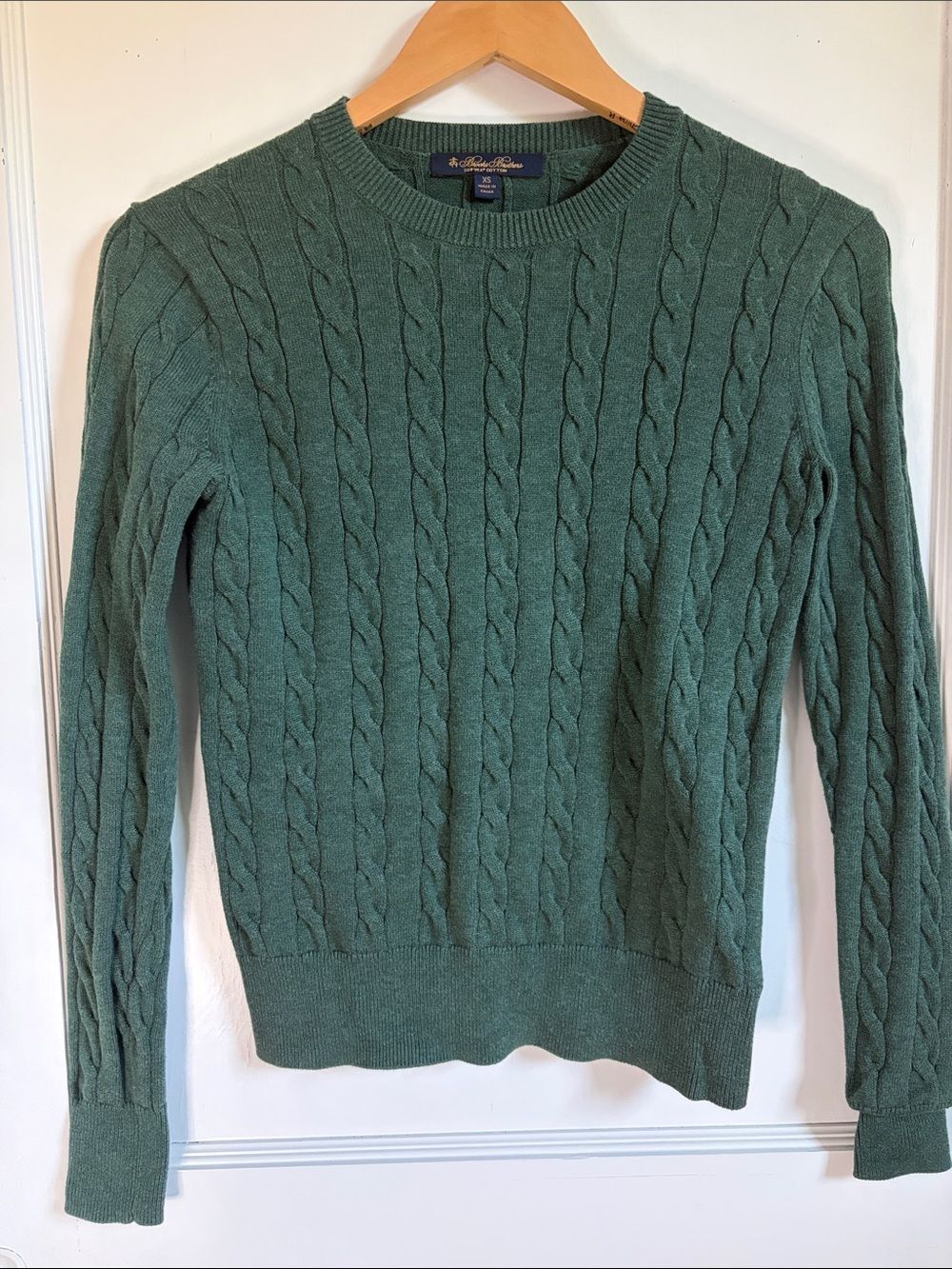 Brooks Brothers Women's Cable-Knit Crewneck Sweater in Green